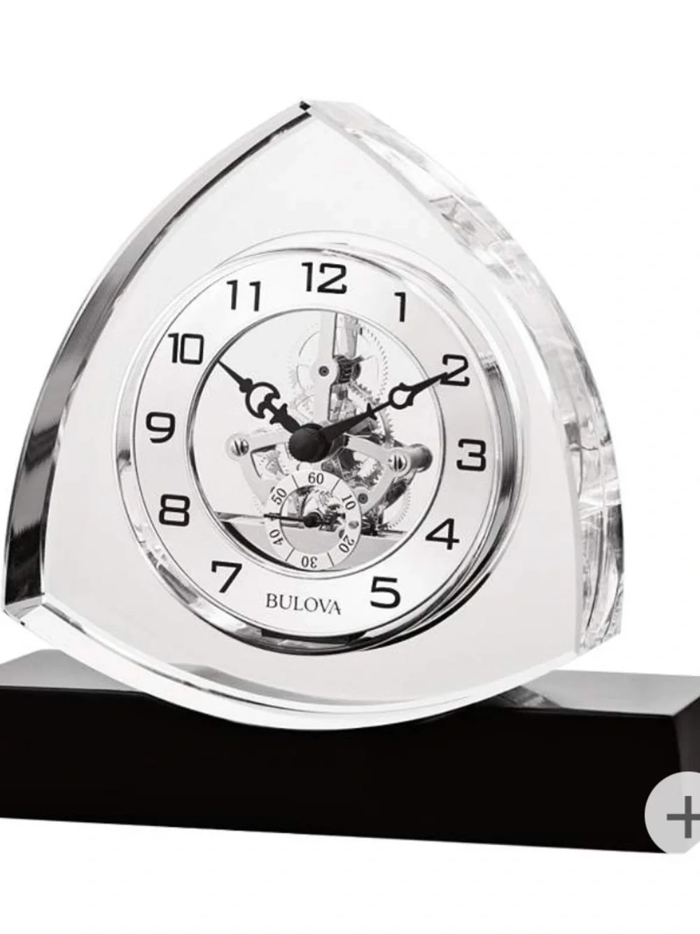 Bulova trident Crystal Mantel Clock with Silver Dial. New in box